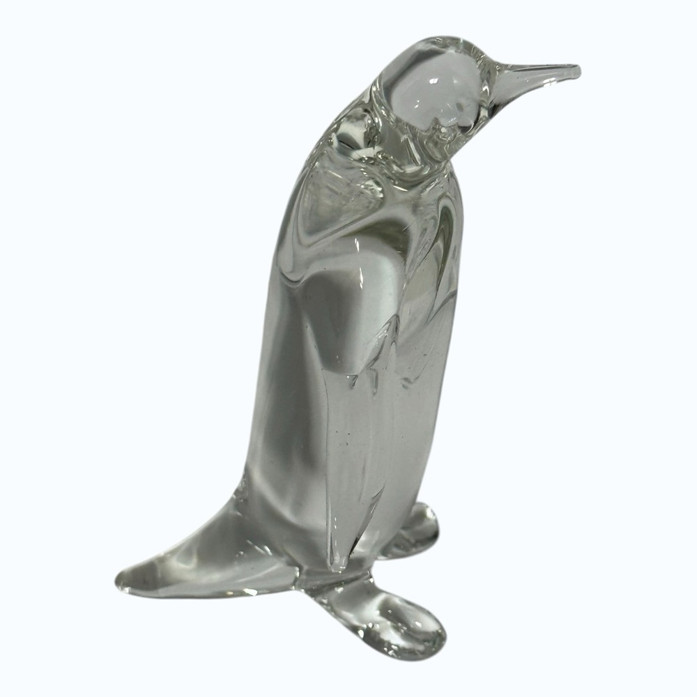 Unmarked Penguin Figurine Unisex 2.75" Clear Good Art Glass Scandinavian Style